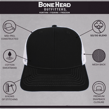 Bonehead Outfitters Gorra negra de seguridad 2A para hombre (talla única)